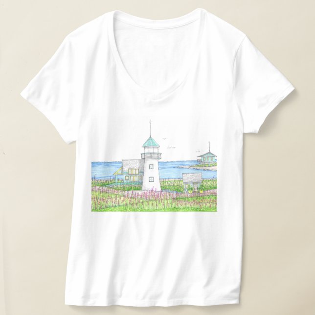 Vit fyr Kvinnor V-ringad t-shirt (Laydown)