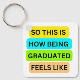 Vit fyrkantig nyckelkedja SO_DEIS_HOW_BEING_GRADUA Nyckelring