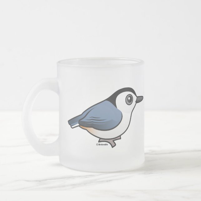 Vit-gådd mot Nuthatch Frostad Glasmugg (Vänster)