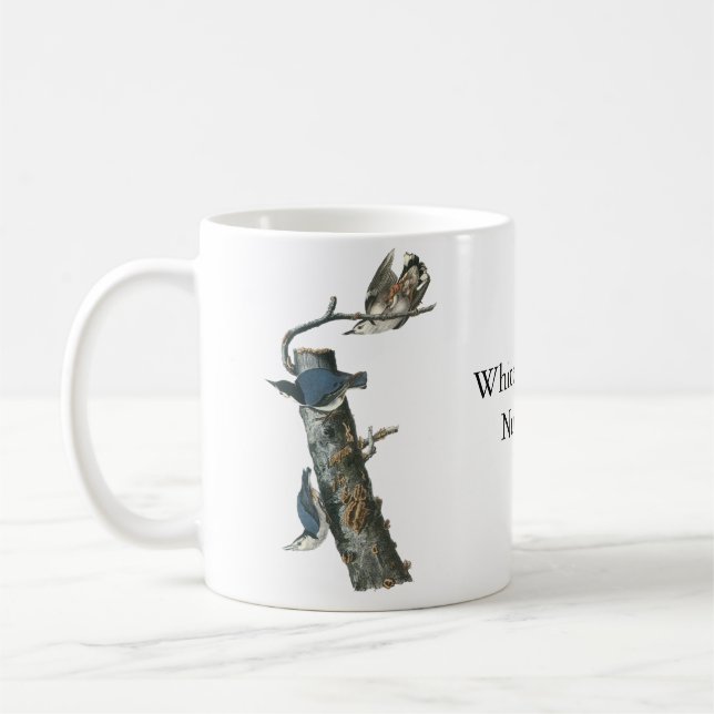 Vit-gådd mot Nuthatch, John Audubon Kaffemugg (Vänster)