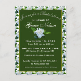 Vit Gardenia Grön Lövverk Bröllopsdusch Vykort