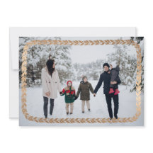 Vit Garland Elegant Photo Helgdag Card