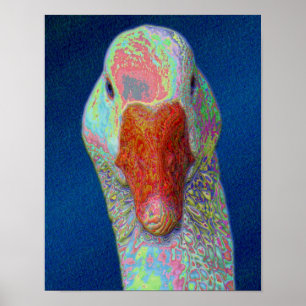 Vit gäss Ansikte Abstrakt Farm Animal Art Art Poster