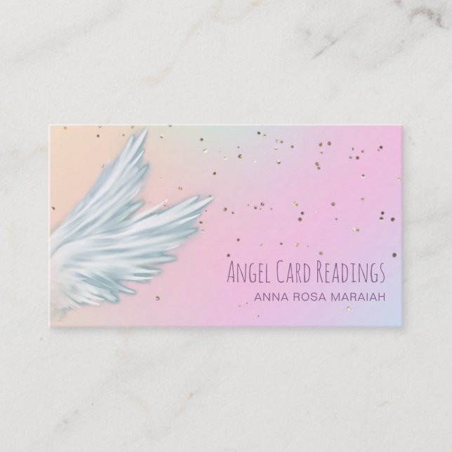*~* Vit gel Vinge Stjärt Pastel Rainbow Visitkort (Framsida)