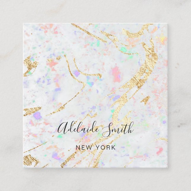 vit gemstone struktur-bakgrund fyrkantigt visitkort (Framsida)