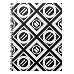 Vit, geometrisk Mönster på svart Anteckningsbok Med Spiral