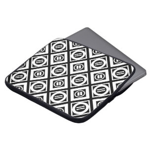 Vit, geometrisk Mönster på svart Laptop Sleeve