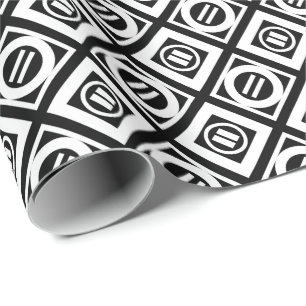 Vit, geometrisk Mönster på svart Presentpapper