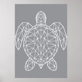 Vit geometrisk trådram havssköldpadda poster