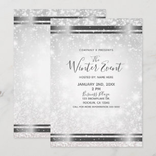 Vit Glitter Elegant Vinterundret Event Inbjudningar
