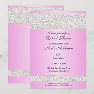 Vit Glitter Glans Rosa Glam Bröllopsfest Inbjudningar