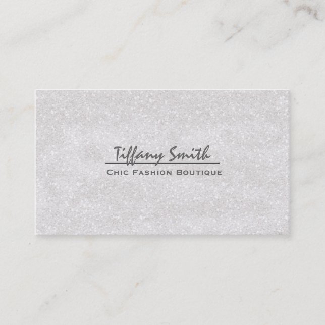 Vit Glitter Glittrig Glam Glamour Visitkort (Framsida)