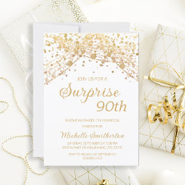 Vit Glitter Överraskning 90-årsdag Inbjudningar