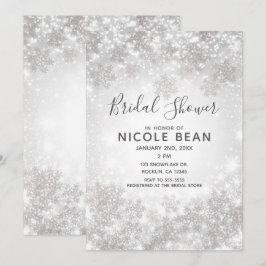 Vit Glitter Vintervonderland Bröllopsfest Inbjudningar