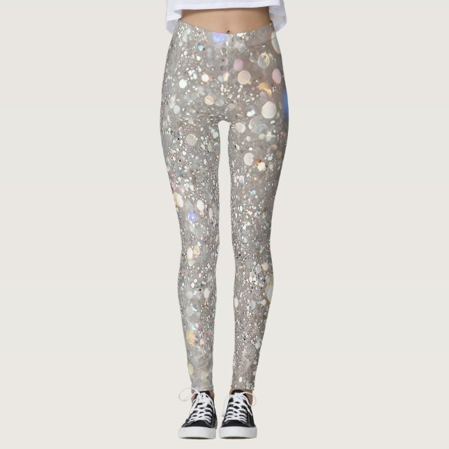 Vit Glitterfest Leggings (Framsida)