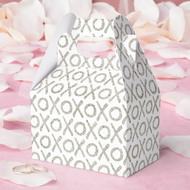 Vit Glittrig Silver XOXO Bröllopsdusch Bröllop Presentaskar (Bröllop)