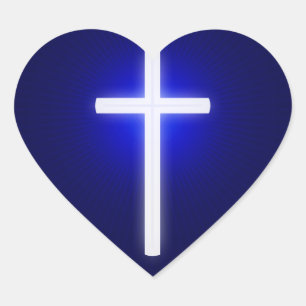 Vit glöd, Religiösa Kor Christian Navy Blue Hjärtformat Klistermärke