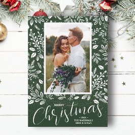 Vit God jul på Grönt Photo Julkort
