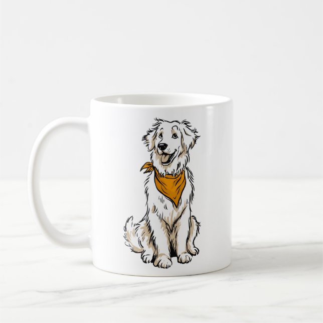 Vit Golden Retriever Höst Pumpa Bandana Mugg (Vänster)
