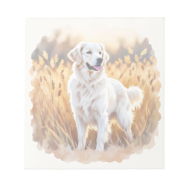 Vit Golden Retriever Hund Anteckningsblock (Framsida)