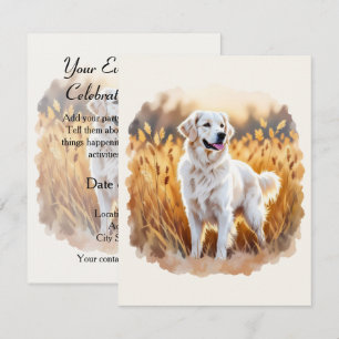 Vit Golden Retriever Hund Inbjudningar