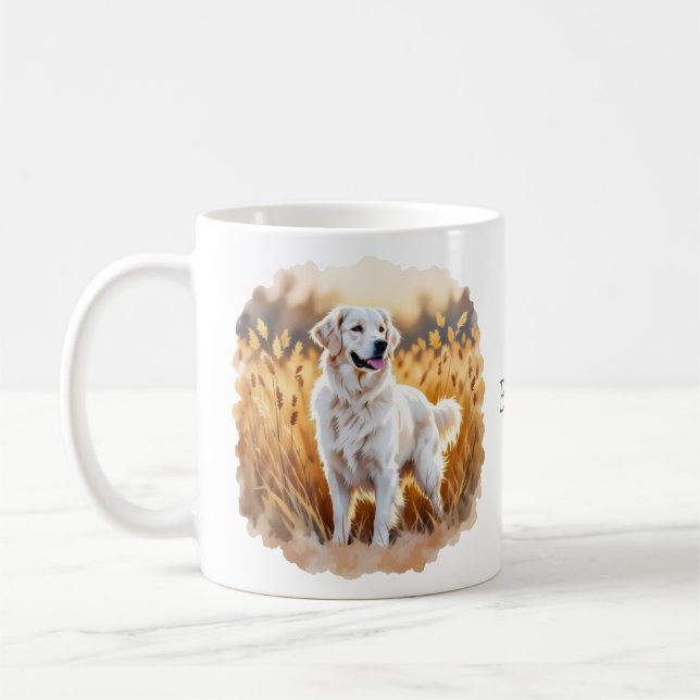 Vit Golden Retriever Hund Kaffemugg (Vänster)