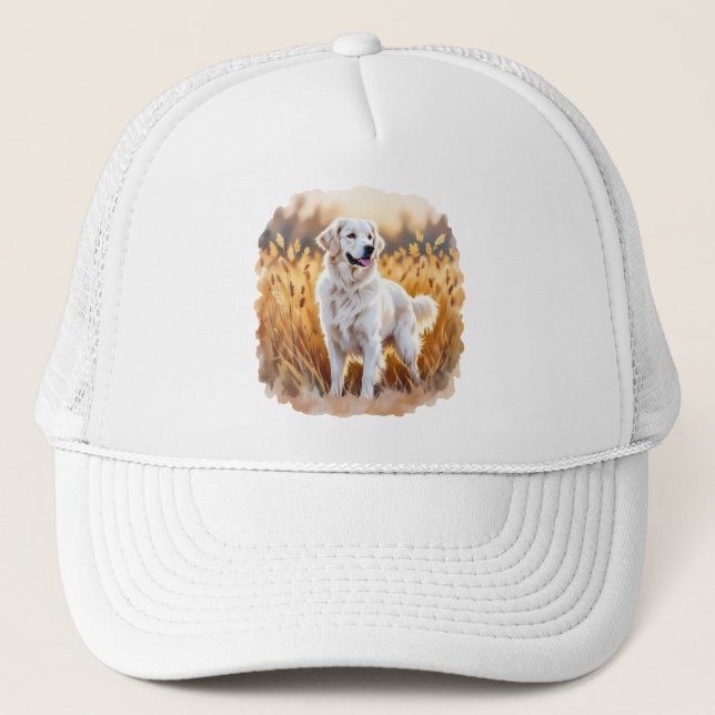 Vit Golden Retriever Hund Keps (Framsida)