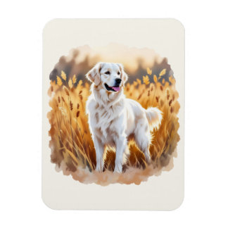 Vit Golden Retriever Hund Magnet