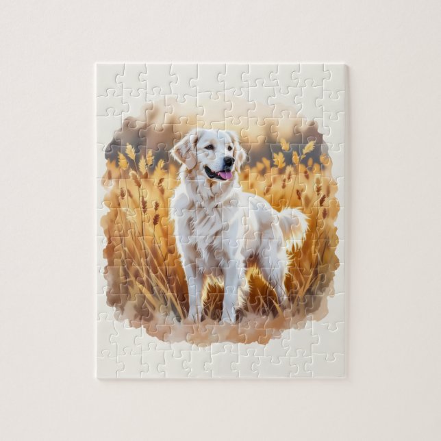Vit Golden Retriever Hund Pussel (Vertikal)