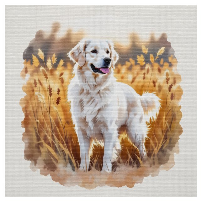 Vit Golden Retriever Hund Tyg (Provkarta)