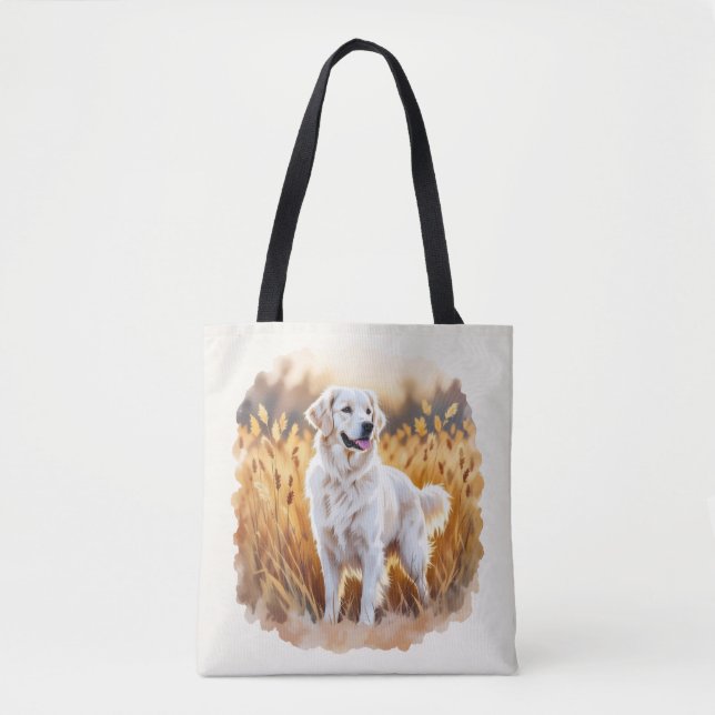 Vit Golden Retriever Hund Tygkasse (Framsida)