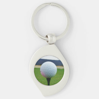 vit Golf Boll på en golfbana i bergsområden Swirl Silverfärgad Nyckelring