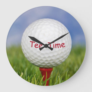 vit golf boll på röd T Stor Klocka
