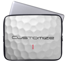 Vit golfboll med gropig textur och anpassat namn o laptop fodral