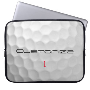 Vit golfboll med gropig textur och anpassat namn o laptop fodral