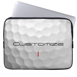Vit golfboll med gropig textur och anpassat namn o laptop fodral