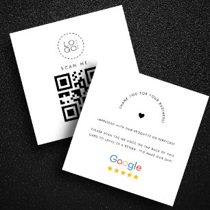 Vit Google Review Anpassningsbar Business Logotyp  Fyrkantigt Visitkort