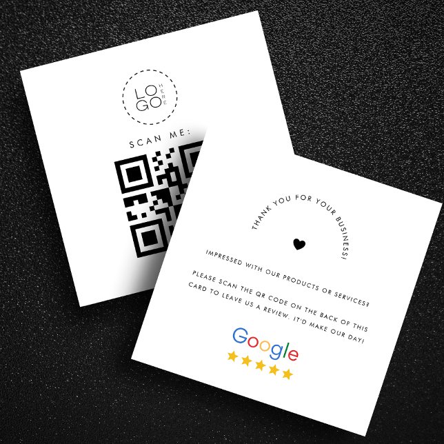 Vit Google Review Anpassningsbar Business Logotyp  Fyrkantigt Visitkort (Skapare uppladdad)