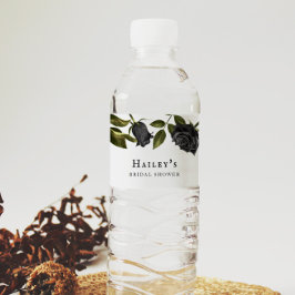 Vit gotisk blomsterbröllopsdusch vattenflaskor etikett