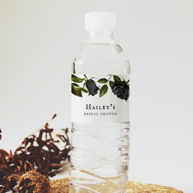 Vit gotisk blomsterbröllopsdusch vattenflaskor etikett (Skapare uppladdad)