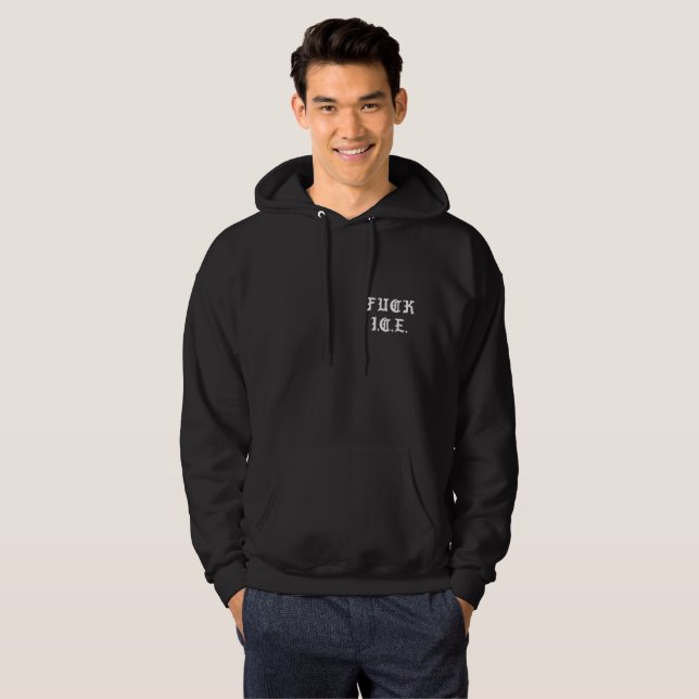 Vit gotisk text hoodie – Streetwear-tröja  (Hel framsida)