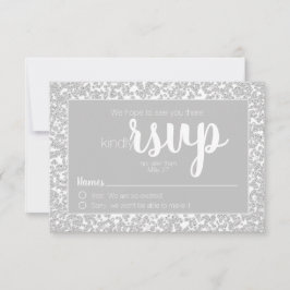 Vit Grå Informell Diamant Glitter Bröllop RSVP OSA Kort