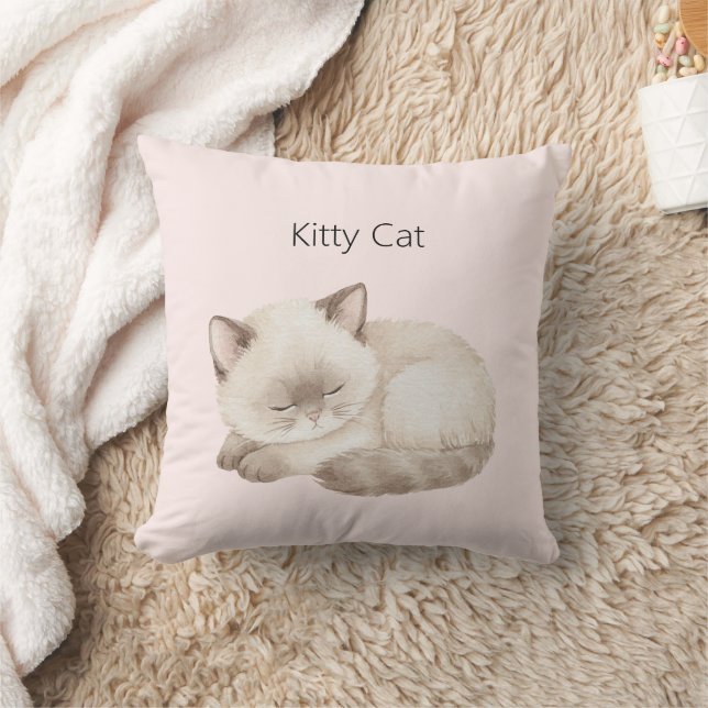 Vit Grå Kitty Katt Kudde (Filt)