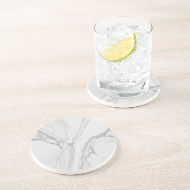 Vit Grå Marmor Minimal Elegant Ölkopp Underlägg (Sidan)