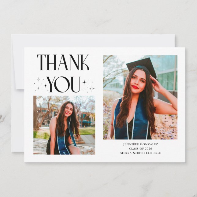 Vit Graduate Tack 2-Foto  Meddelande (Framsida)
