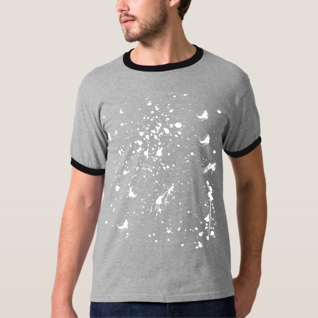 Vit grafisk fläck av målarfärg Vit bläckstänk T Shirt (Framsida)