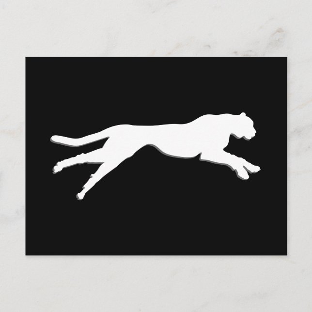 Vit grafisk konst cheetah vykort (Framsida)