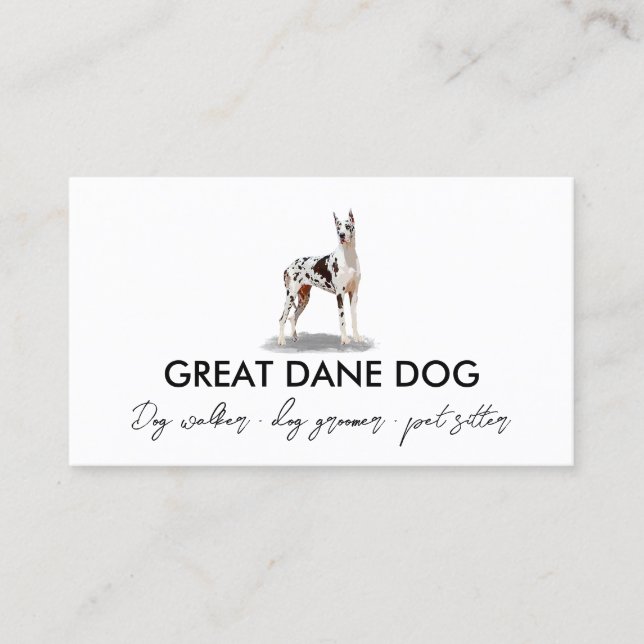 Vit Grand Danse Harlekin Hund Visitkort (Framsida)