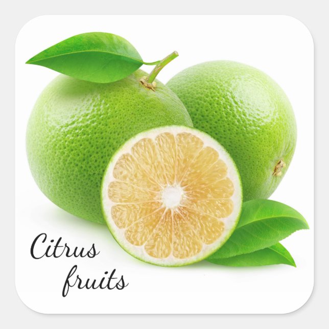 Vit grapefrukt fyrkantigt klistermärke (Framsida)