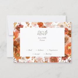 Vit Grått Copper Blommigt Botanical Bröllop Ram OSA Kort